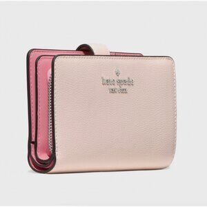 New Kate Spade Medium Compact Bifold Wallet Pebble Leather Powdered Sugar